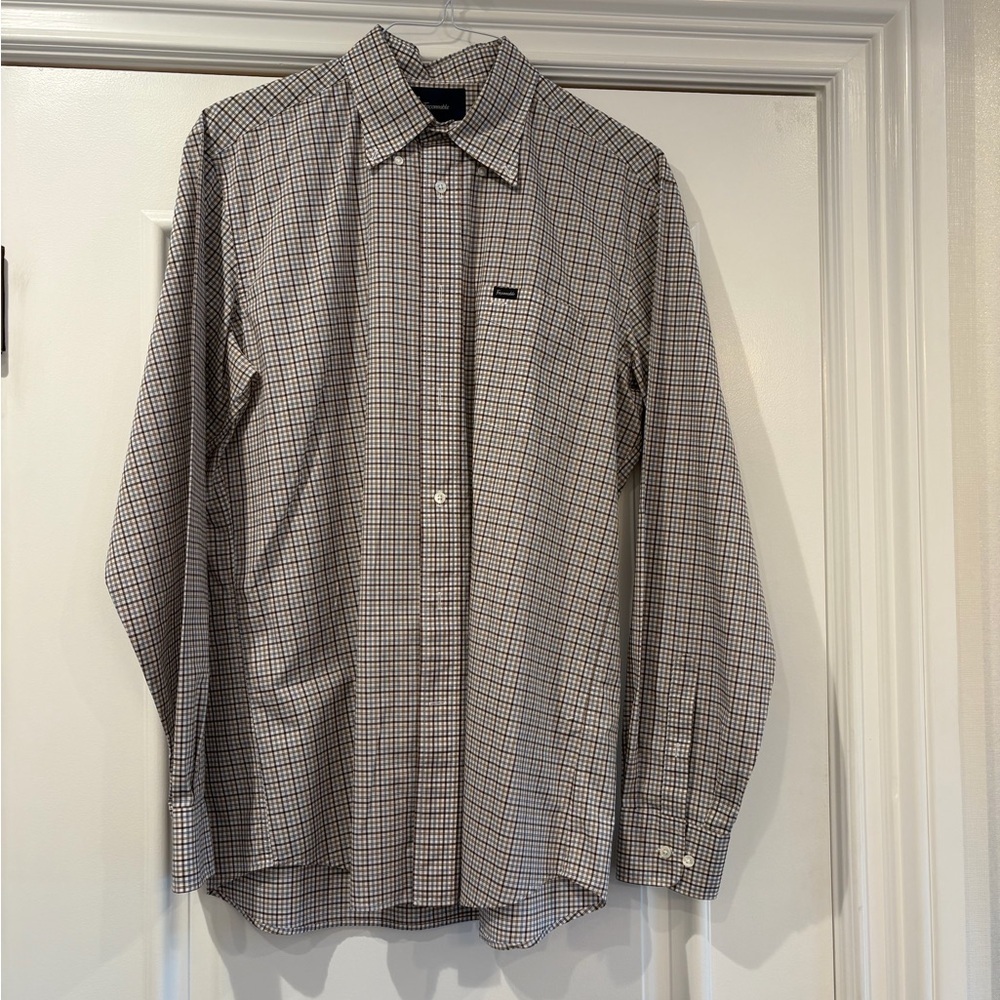 Faconnable Black and White Checkered Button Down Shirt